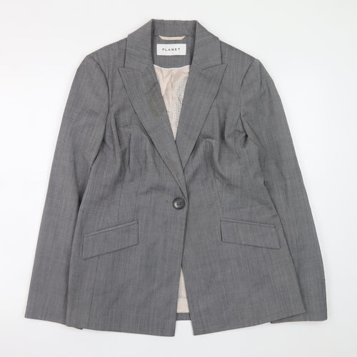 Planet Women's Grey Wool Blend Blazer Jacket Size 10