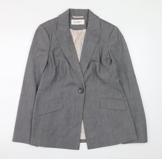 Planet Women's Grey Wool Blend Blazer Jacket Size 10