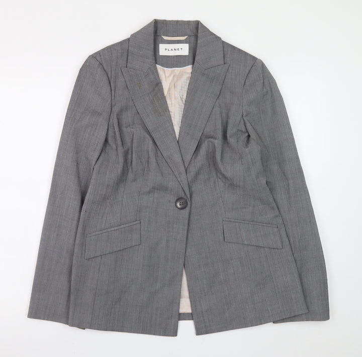Planet Women's Grey Wool Blend Blazer Jacket Size 10