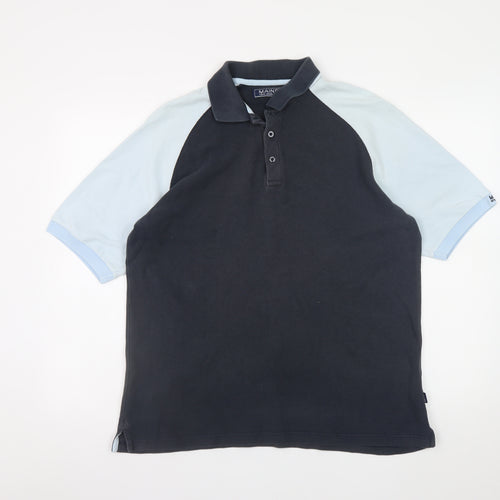 Maine New England Men’s Blue Colourblock Cotton Polo Shirt Size L