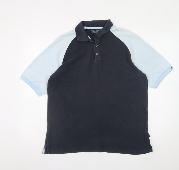 Maine New England Men’s Blue Colourblock Cotton Polo Shirt Size L