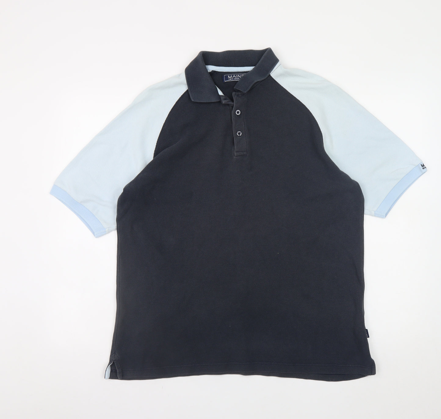 Maine New England Men’s Blue Colourblock Cotton Polo Shirt Size L