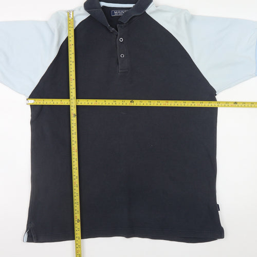 Maine New England Men’s Blue Colourblock Cotton Polo Shirt Size L