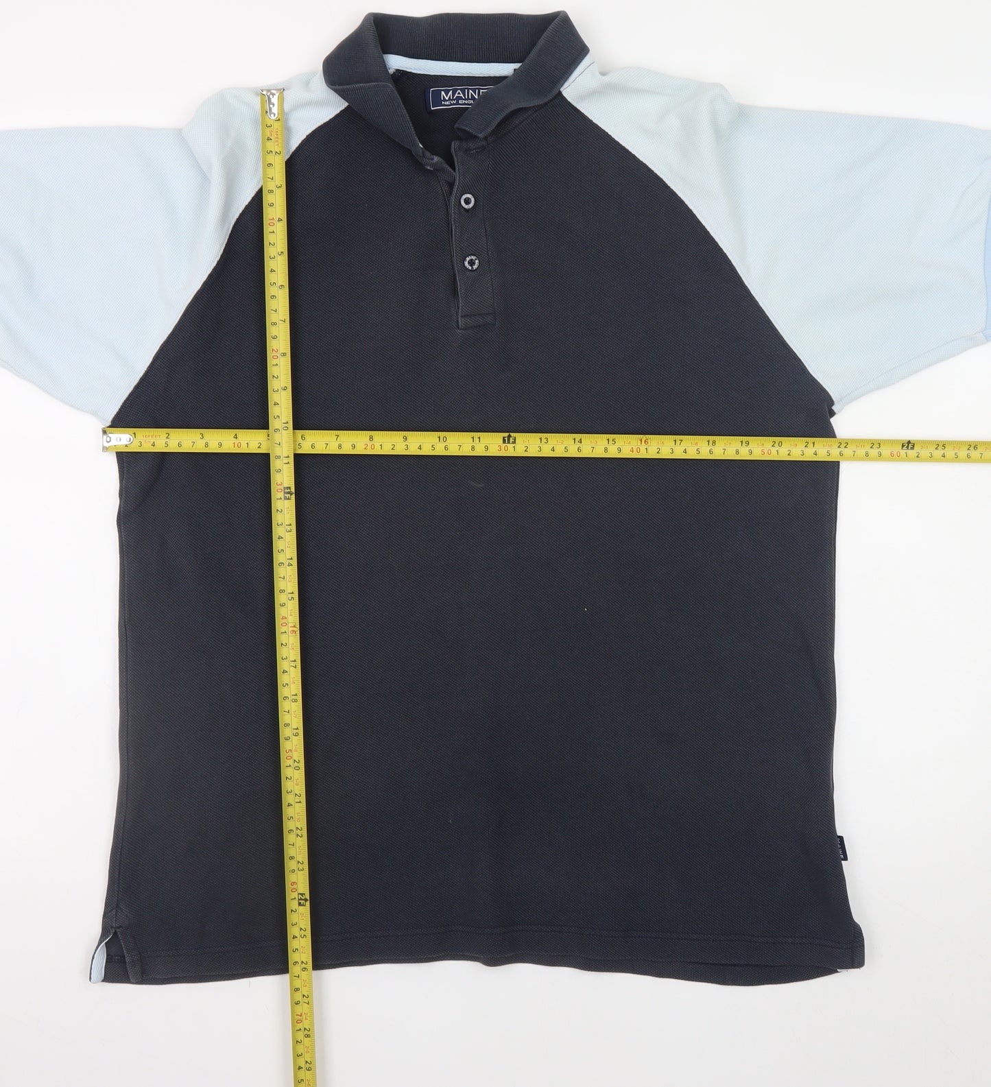 Maine New England Men’s Blue Colourblock Cotton Polo Shirt Size L
