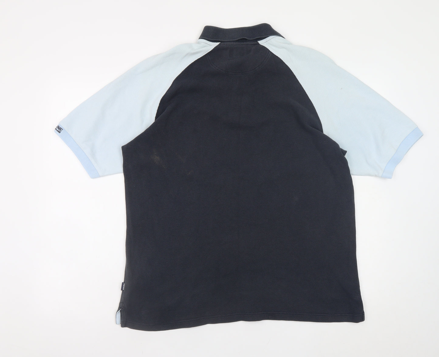 Maine New England Men’s Blue Colourblock Cotton Polo Shirt Size L