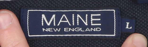 Maine New England Men’s Blue Colourblock Cotton Polo Shirt Size L