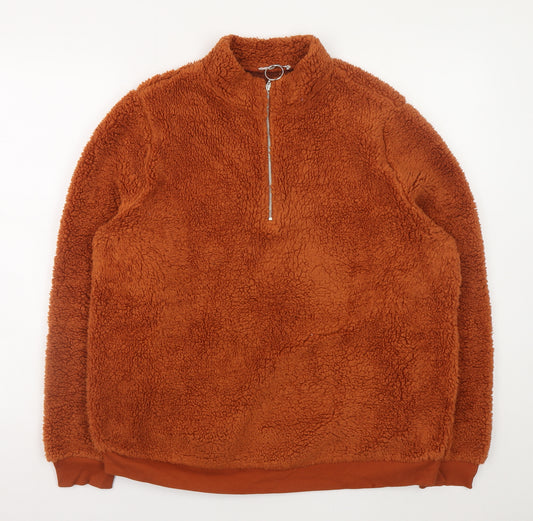Tu Women Brown Fleece Half Zip Jacket Size 18 Regular