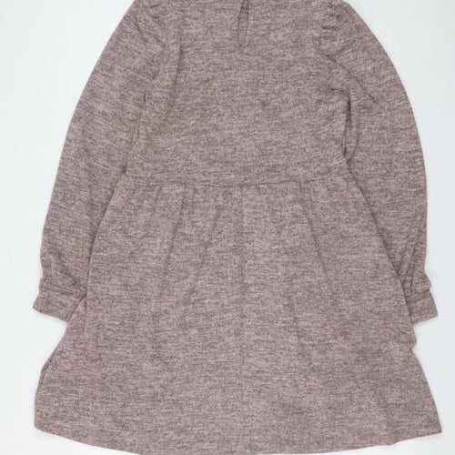 New Look Women Brown Knit Fit & Flare Dress Size 8 Long Sleeve