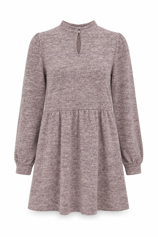 New Look Women Brown Knit Fit & Flare Dress Size 8 Long Sleeve