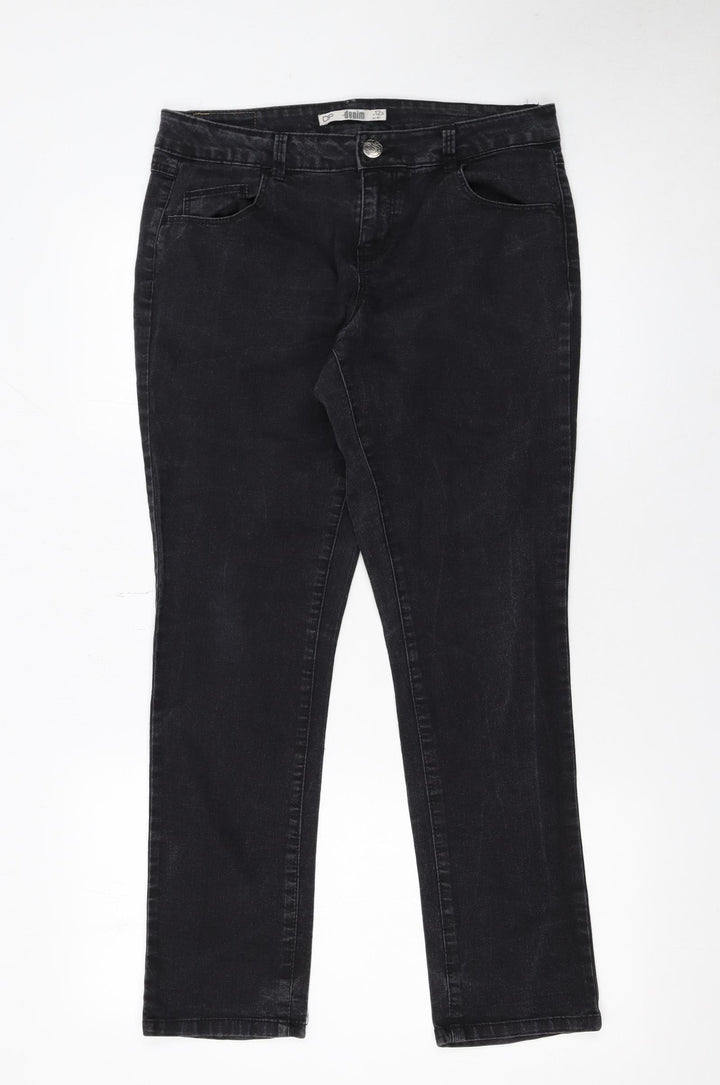 Dorothy Perkins Women's Black Size 12 Straight Leg Stretch Jeans