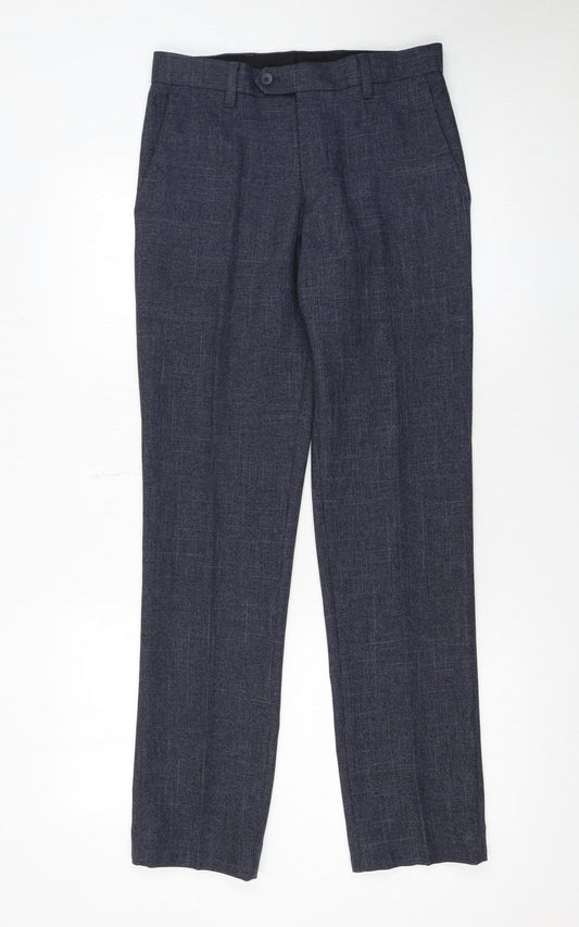 Next Men's Blue Polyester Dress Pants Trousers 28W 31L Regular Fit