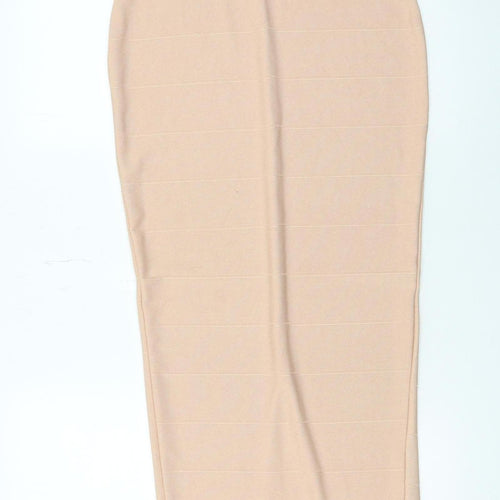 Missguided Women's Beige Midi Bodycon Pencil Skirt Size 10