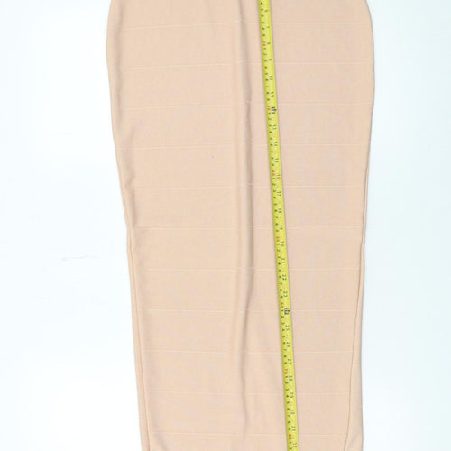 Missguided Women's Beige Midi Bodycon Pencil Skirt Size 10