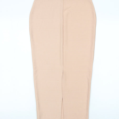 Missguided Women's Beige Midi Bodycon Pencil Skirt Size 10