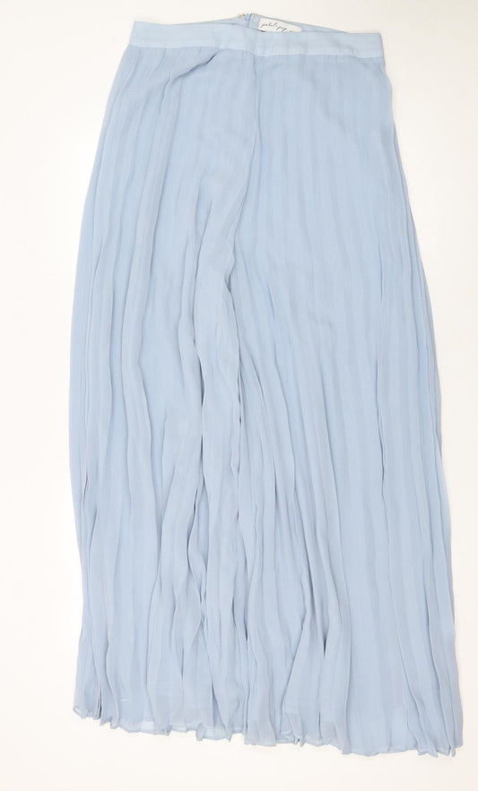 Petal + Pup Women's Blue Pleated Wide-Leg Chiffon Trousers Size 14