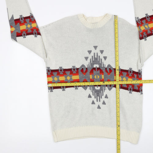 Urban Outfitters Men's Ivory Aztec Knit Jumper Size S