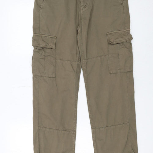 Guess Men's Brown Cargo Trousers 28x32 Mid Rise Regular Straight