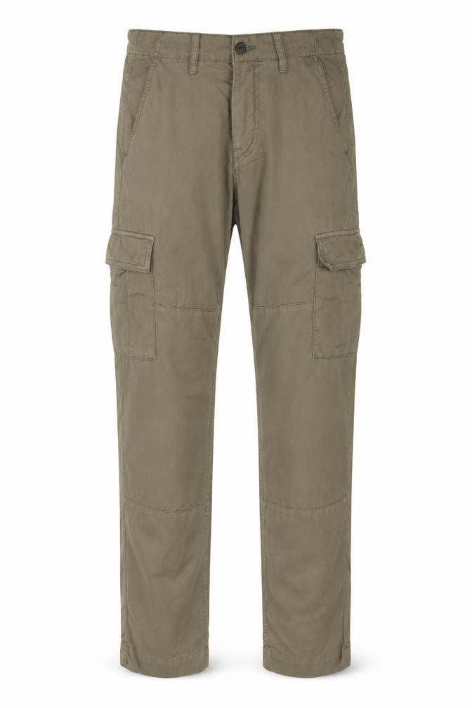 Front view of Guess Men's Brown Cargo Trousers 28x32 Mid Rise Regular Straight