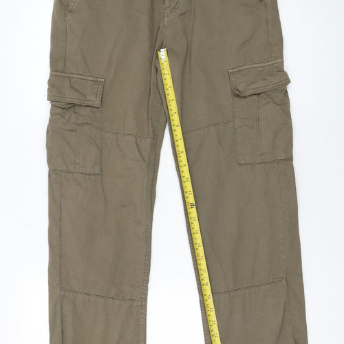 Guess Men's Brown Cargo Trousers 28x32 Mid Rise Regular Straight
