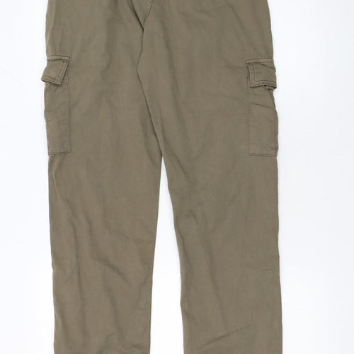 Guess Men's Brown Cargo Trousers 28x32 Mid Rise Regular Straight