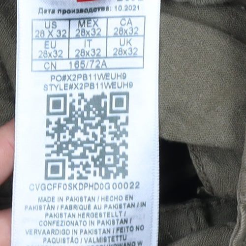 Guess Men's Brown Cargo Trousers 28x32 Mid Rise Regular Straight