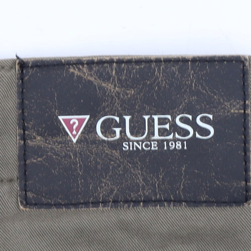 Guess Men's Brown Cargo Trousers 28x32 Mid Rise Regular Straight