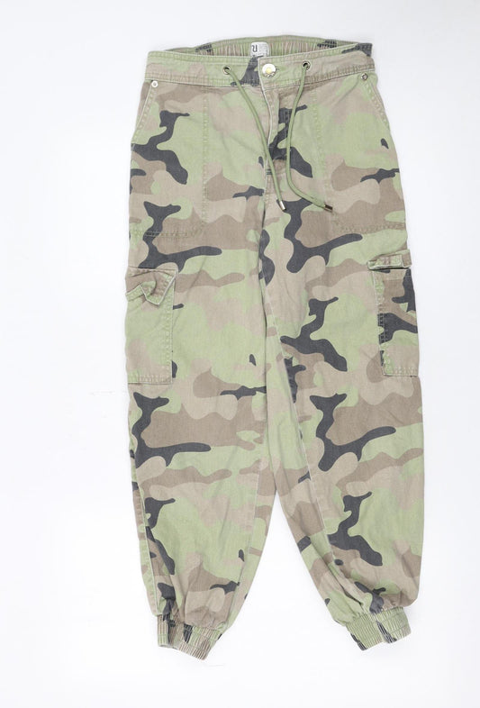 River Island Women Green Camouflage Cargo Trousers Size 6 Regular