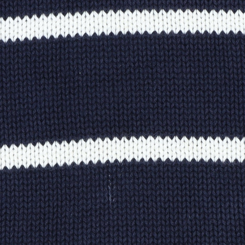 BHS Mens Blue Striped Cotton Crew Neck Jumper Size L