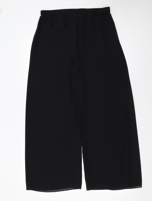 Frank Usher Women's Black Size 12 Wide-Leg Cropped Trousers