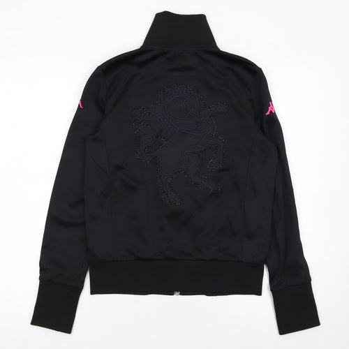 Kappa Women’s Black Track Jacket L Riding Club Logo Zip Front