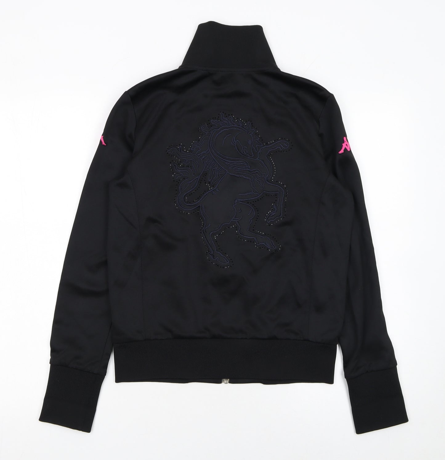 Kappa Women’s Black Track Jacket L Riding Club Logo Zip Front