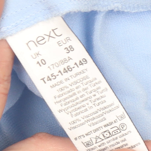 Next Women Blue Viscose Wrap Blouse Size 10 Sleeveless Collared Top