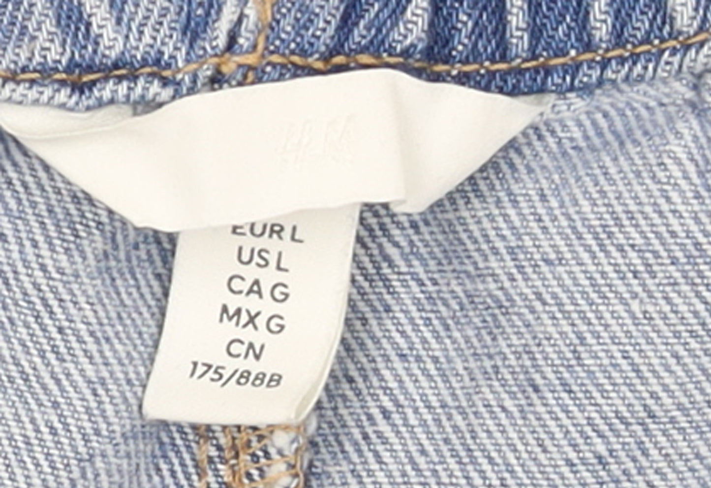 H&M Women Blue Denim Chino Shorts Size L Cotton Drawstring Casual