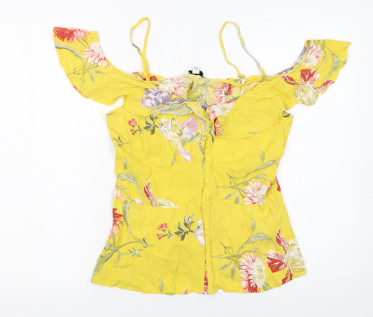 Warehouse Women’s Yellow Floral Off Shoulder Camisole Blouse Size 10