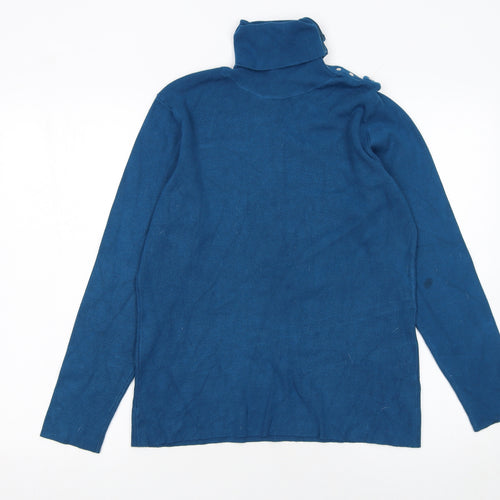 M&Co Women’s Blue Roll Neck Pullover Jumper XL Knit Long Sleeve