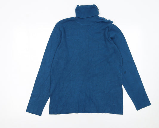 M&Co Women’s Blue Roll Neck Pullover Jumper XL Knit Long Sleeve