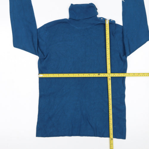 M&Co Women’s Blue Roll Neck Pullover Jumper XL Knit Long Sleeve