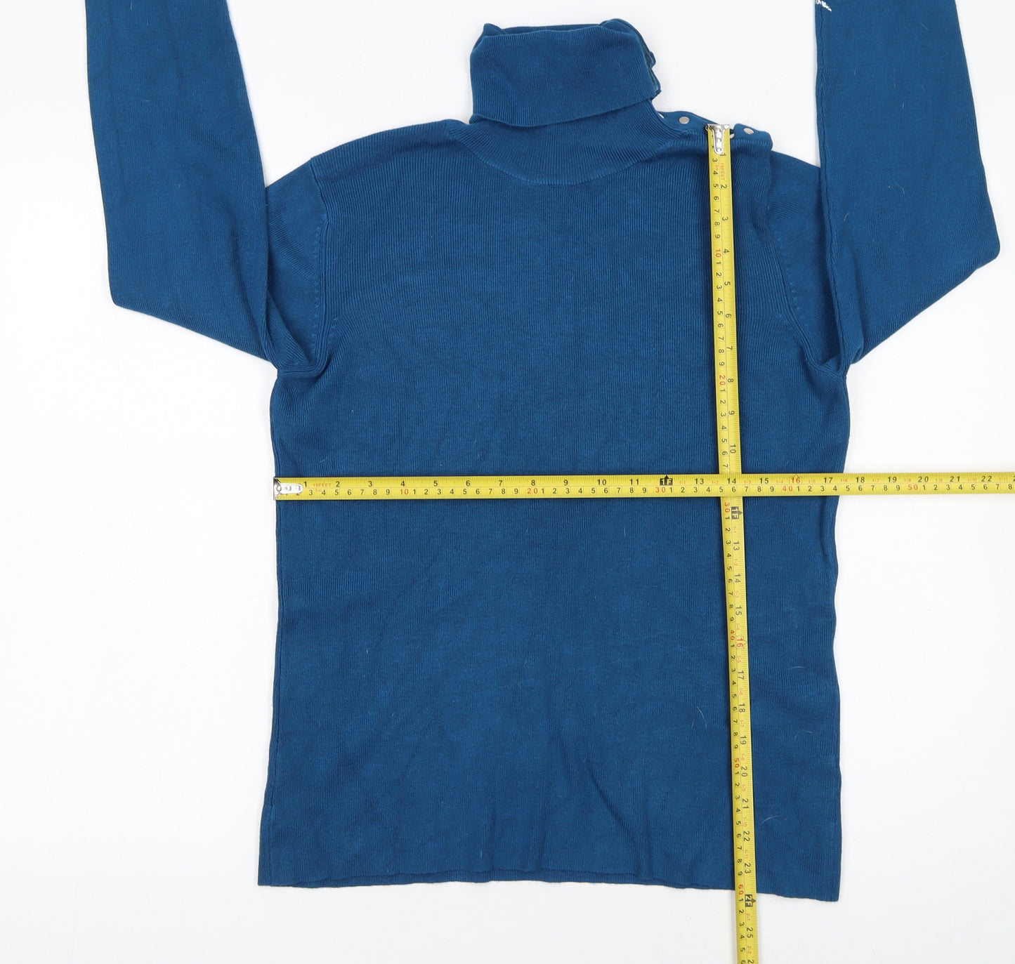 M&Co Women’s Blue Roll Neck Pullover Jumper XL Knit Long Sleeve