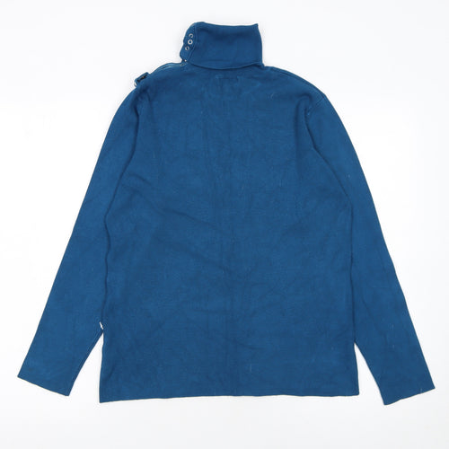 M&Co Women’s Blue Roll Neck Pullover Jumper XL Knit Long Sleeve