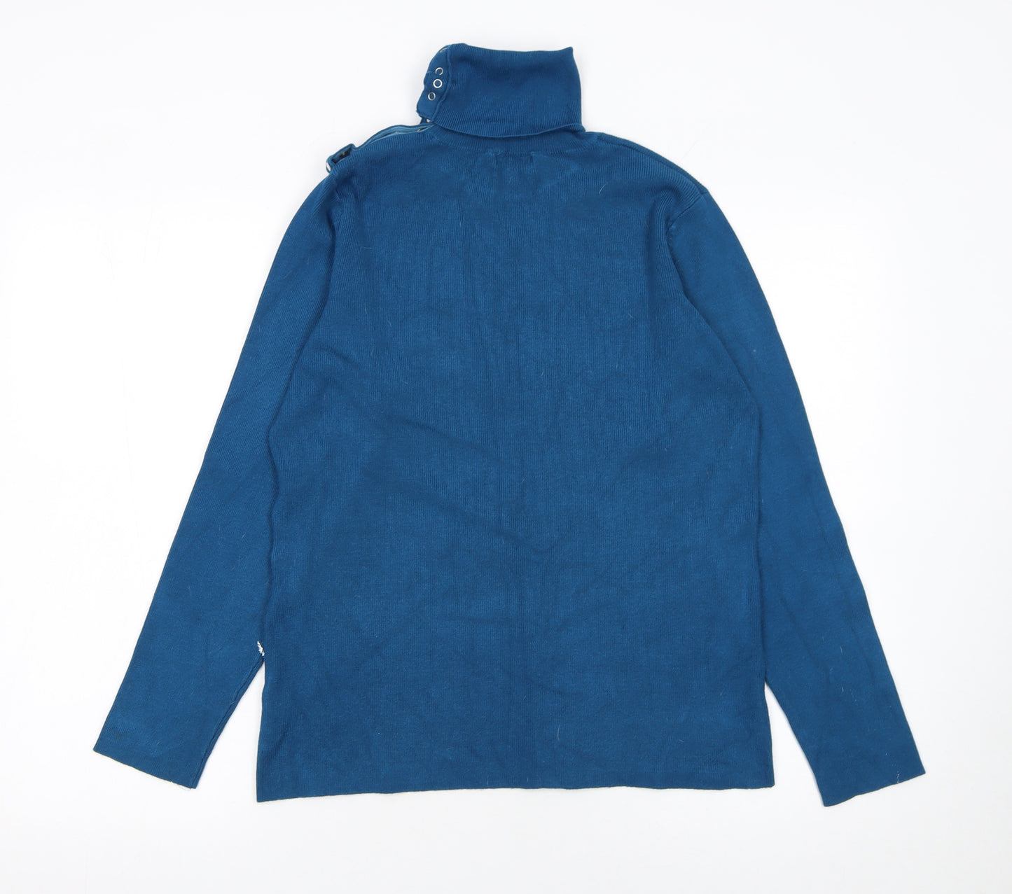 M&Co Women’s Blue Roll Neck Pullover Jumper XL Knit Long Sleeve