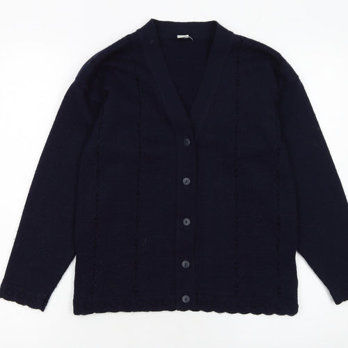 Adams Girls Blue Acrylic Button-Up Knit Cardigan 10 Years