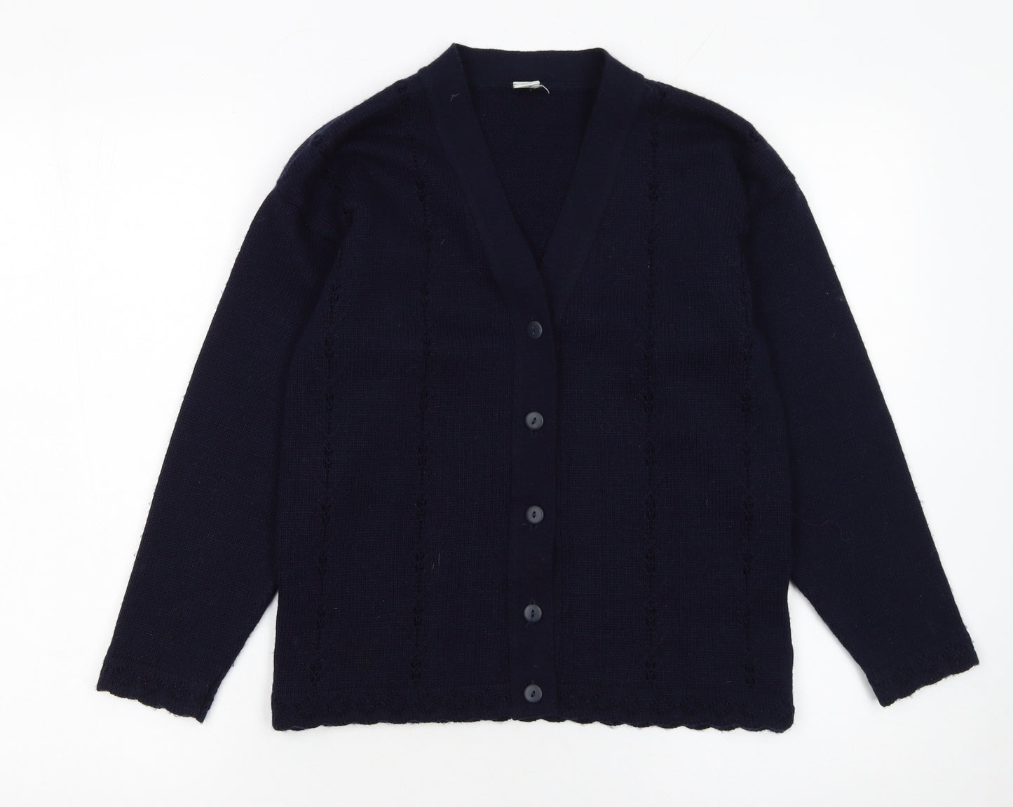 Adams Girls Blue Acrylic Button-Up Knit Cardigan 10 Years