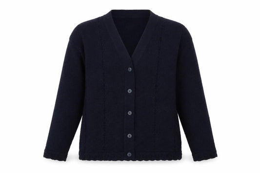 Front view of Adams girls’ blue acrylic button-up knit cardigan 10 years