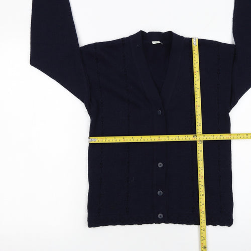 Adams Girls Blue Acrylic Button-Up Knit Cardigan 10 Years