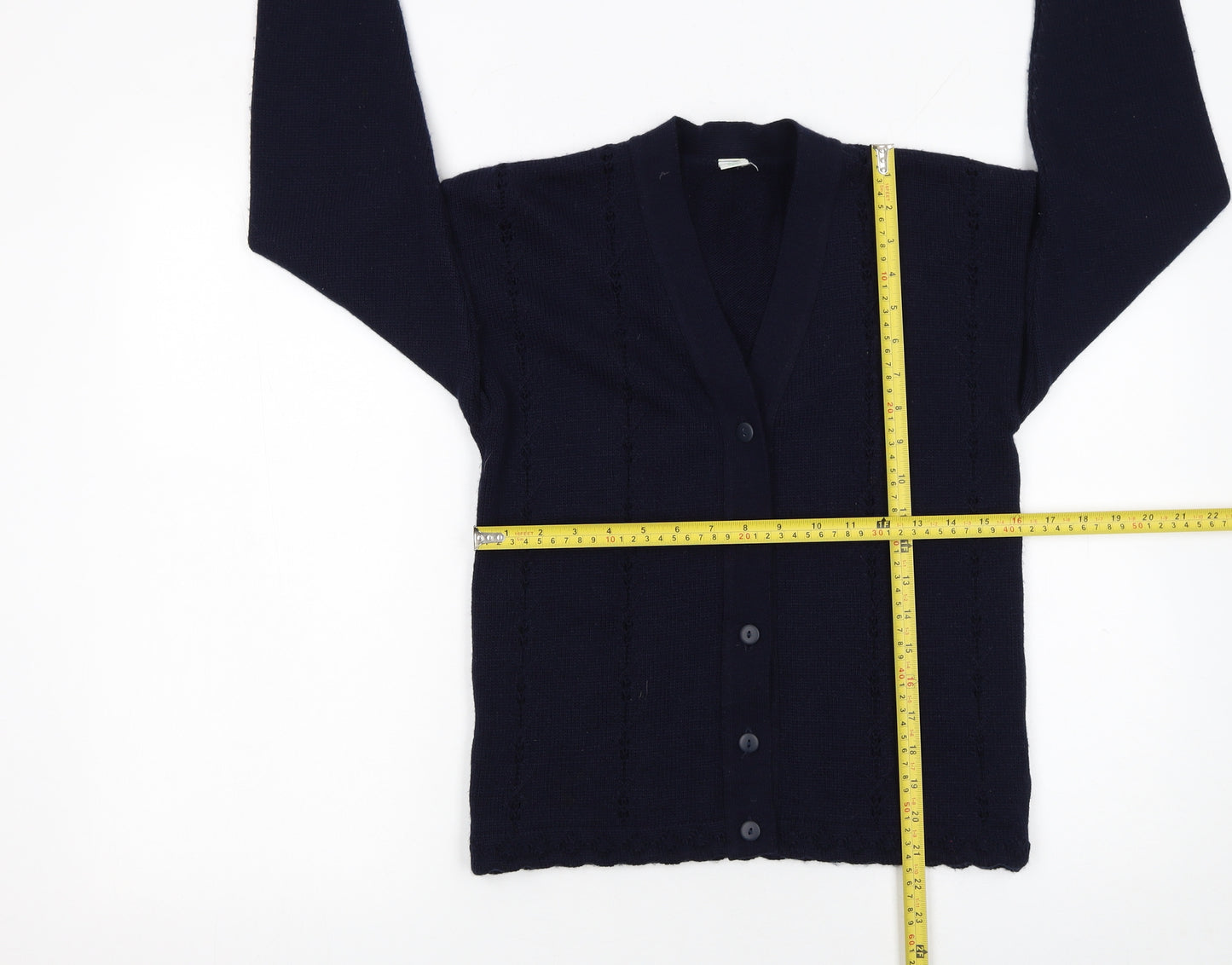 Adams Girls Blue Acrylic Button-Up Knit Cardigan 10 Years