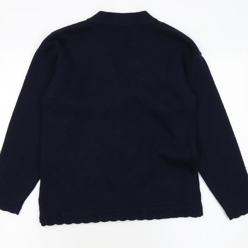 Adams Girls Blue Acrylic Button-Up Knit Cardigan 10 Years