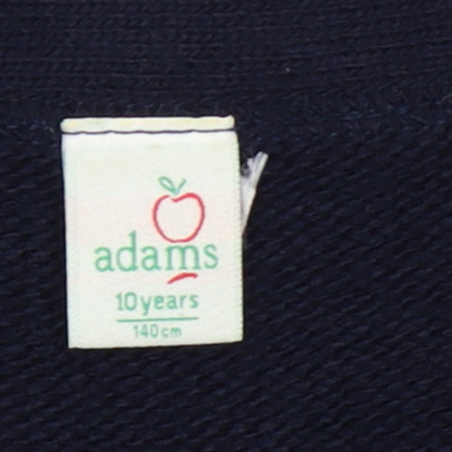 Adams Girls Blue Acrylic Button-Up Knit Cardigan 10 Years