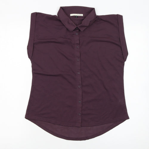 River Island Women's Purple Button-Up Collared Sleeveless Blouse Size 8