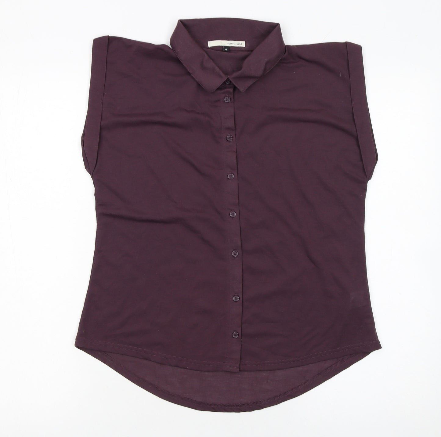 River Island Women's Purple Button-Up Collared Sleeveless Blouse Size 8
