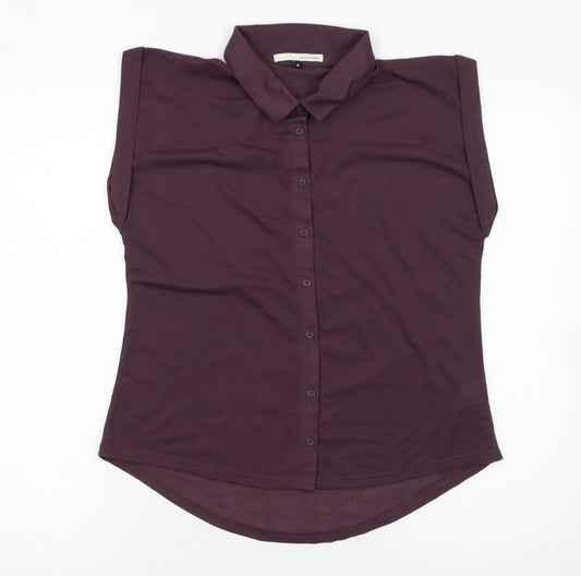 River Island Women's Purple Button-Up Collared Sleeveless Blouse Size 8